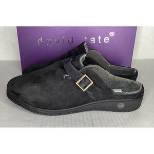 David Tate Women's 13WW Calm Black suede slipper